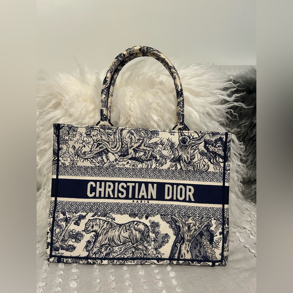 Dior Blue and Cream Toile de Jouy Tote